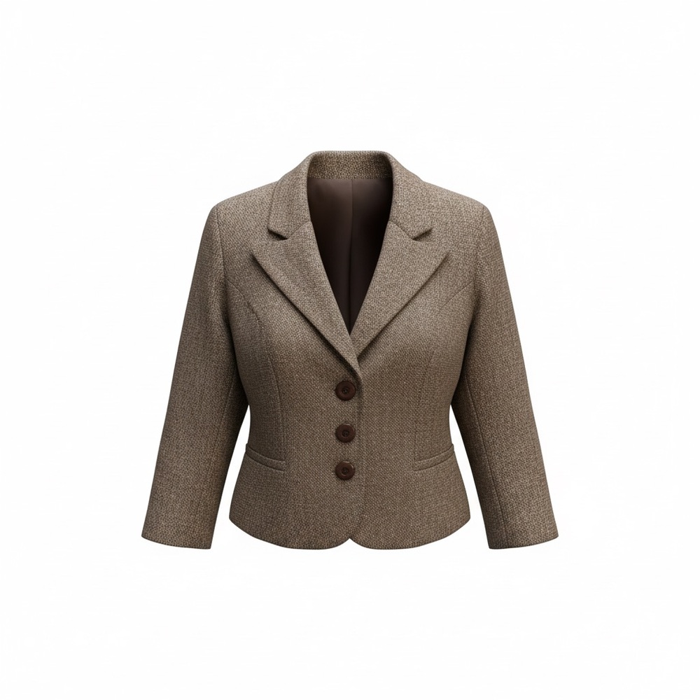 Soda Blu Brown Tweed 3/4 Sleeve Blazer Size XS S Preppy Minimalist Office